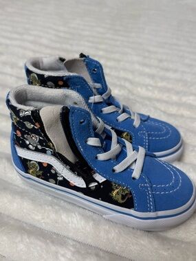 Vans toddler Blue High-Top Sneakers with Space Print Panels glow in the dark